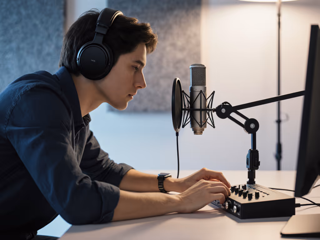 podcaster_at_desk_with_microphone_and_headphones_monitoring