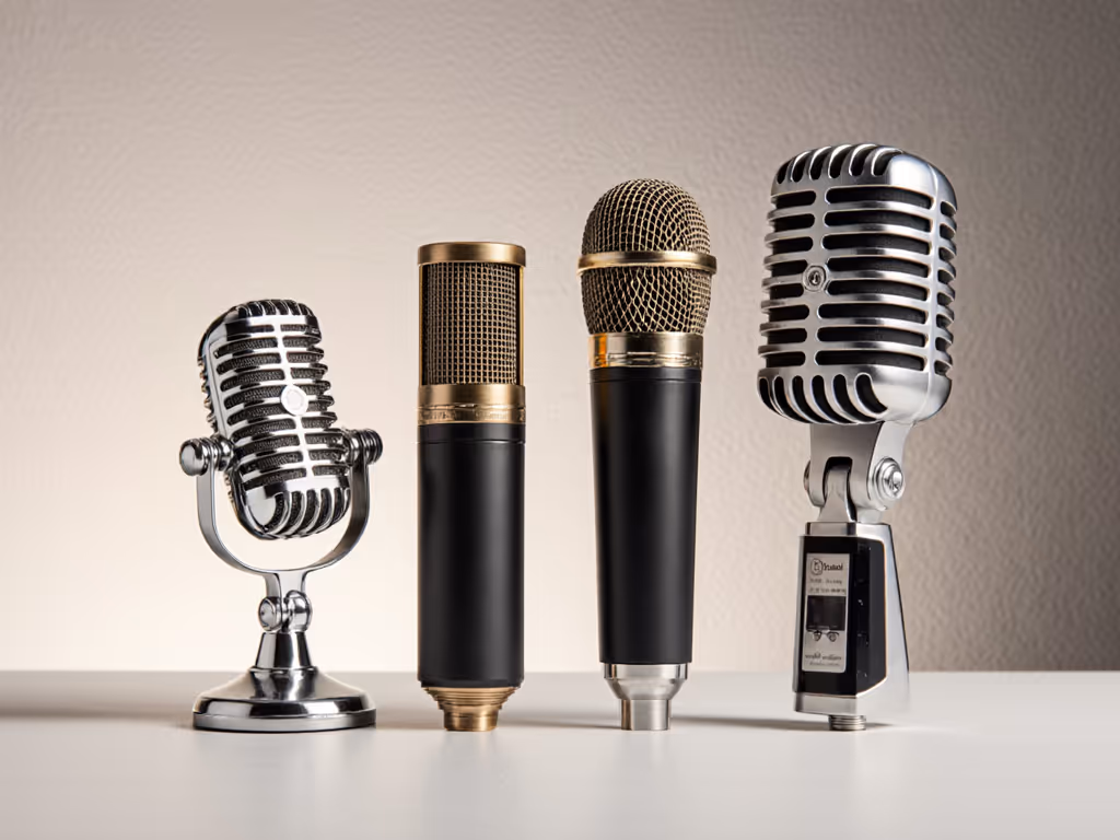 side-by-side_visual_of_different_vintage_style_podcast_mics_elvis_chrome_radio-broadcast_cylinder_and_compact_desktop_retro_mic